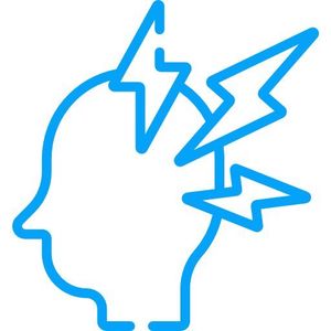 Kopf und Blitze Icon in blau